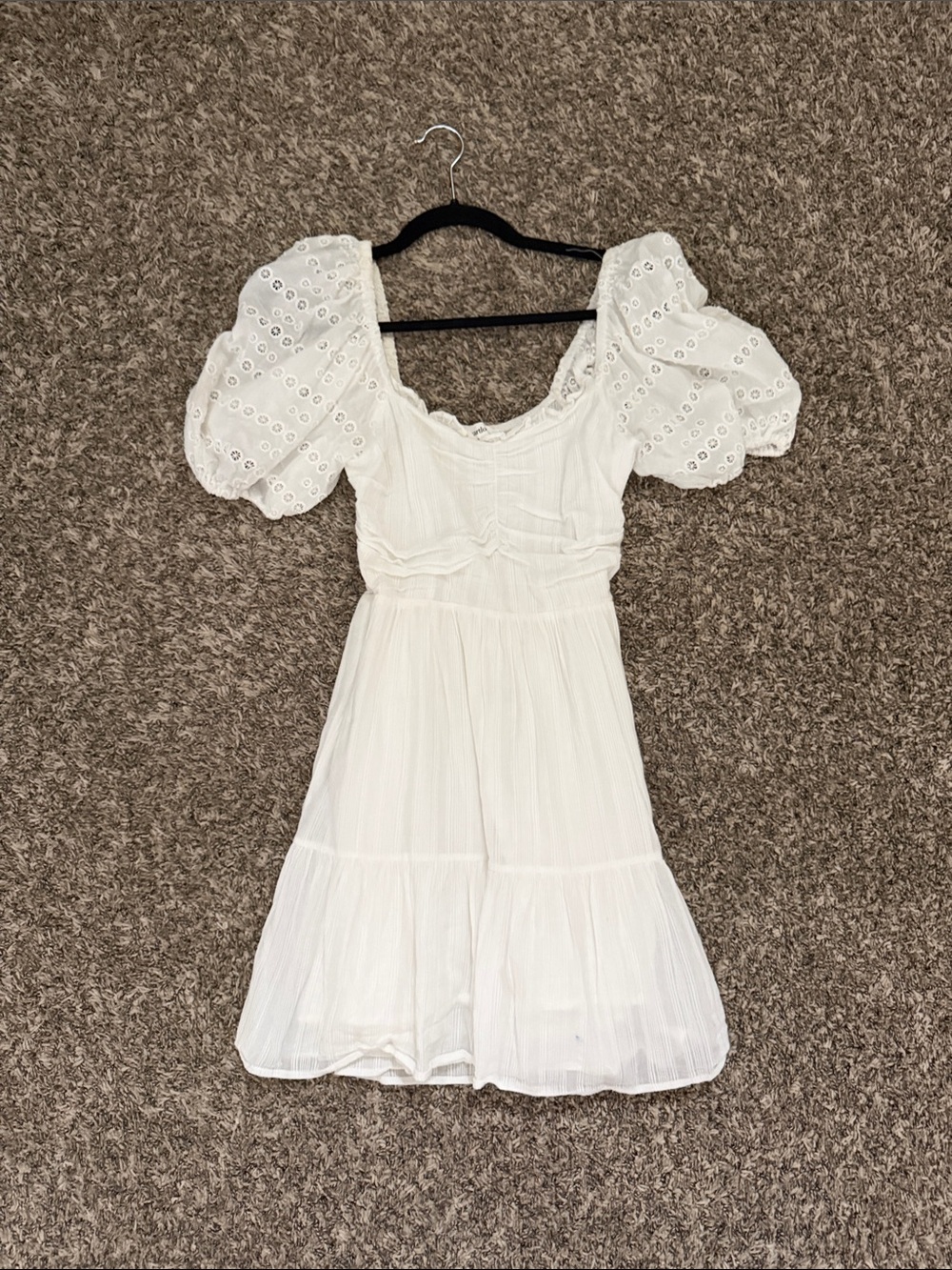 Heartloom White Eyelet Puff-Sleeve Mini Dress